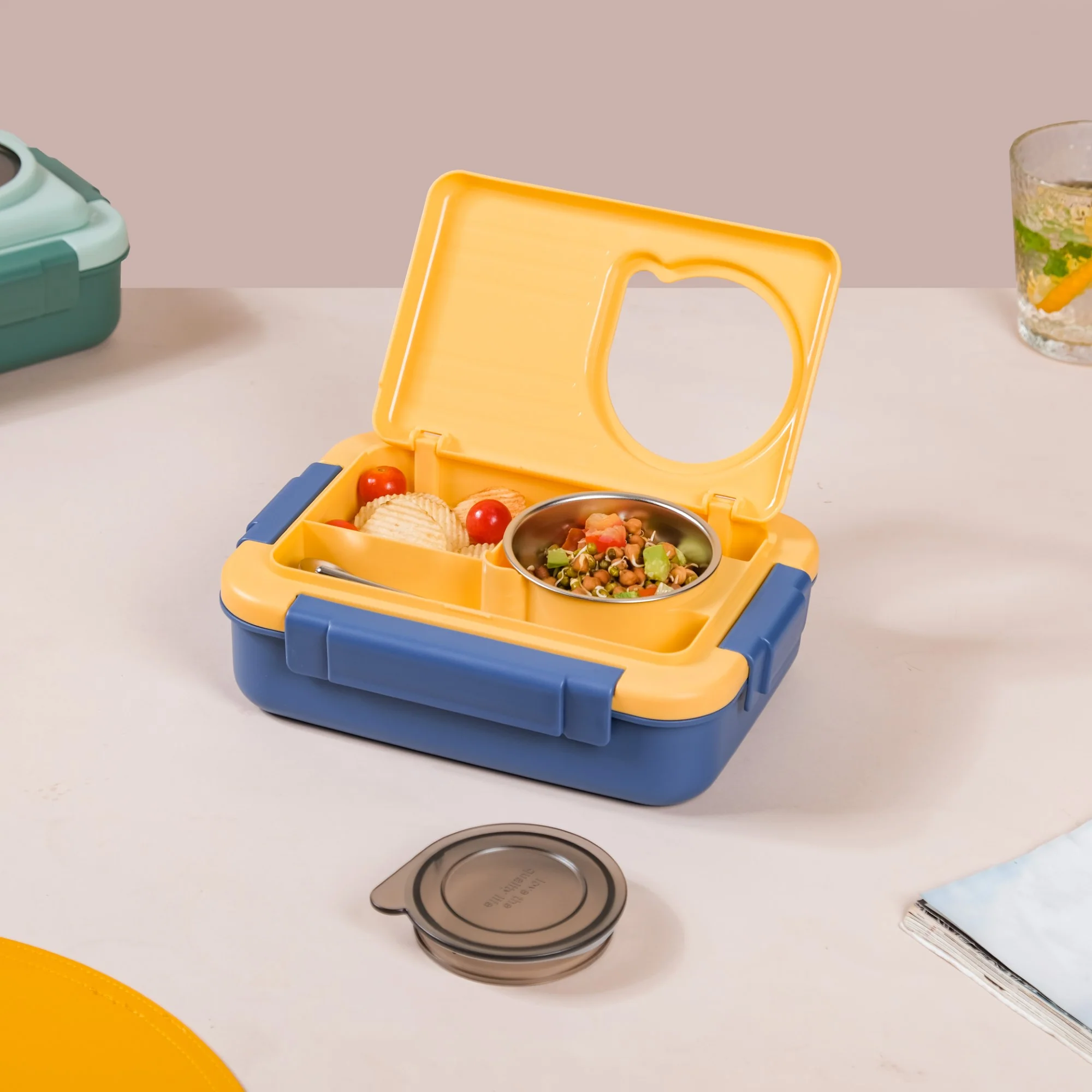 2 Grid Insulated Stainless Steel Bento Box Blue 800ml - Image 8