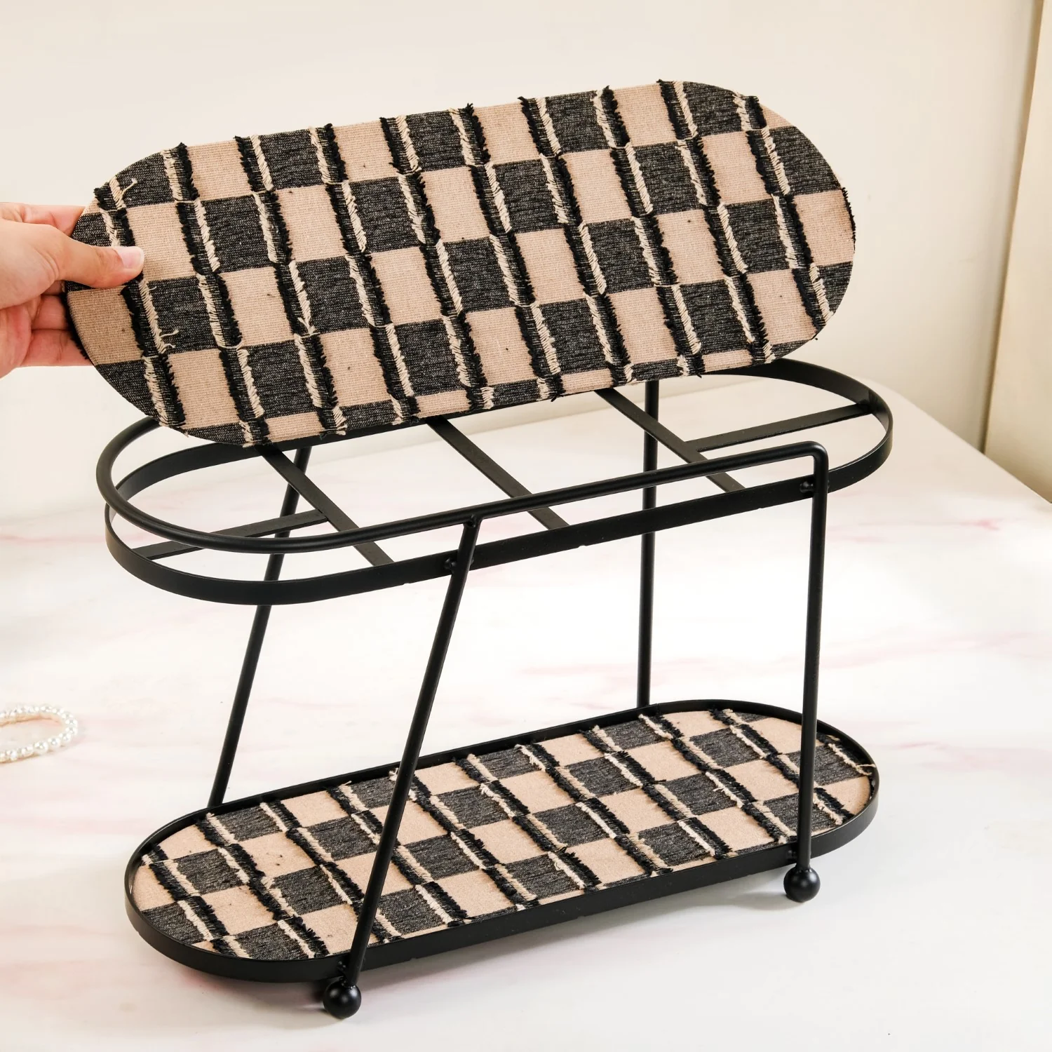 2 Tier Luxury Display Tray Black Brown - Image 6