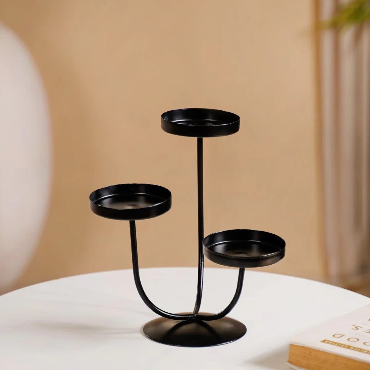3 Arm Metal Candle Stand Black - Image 7