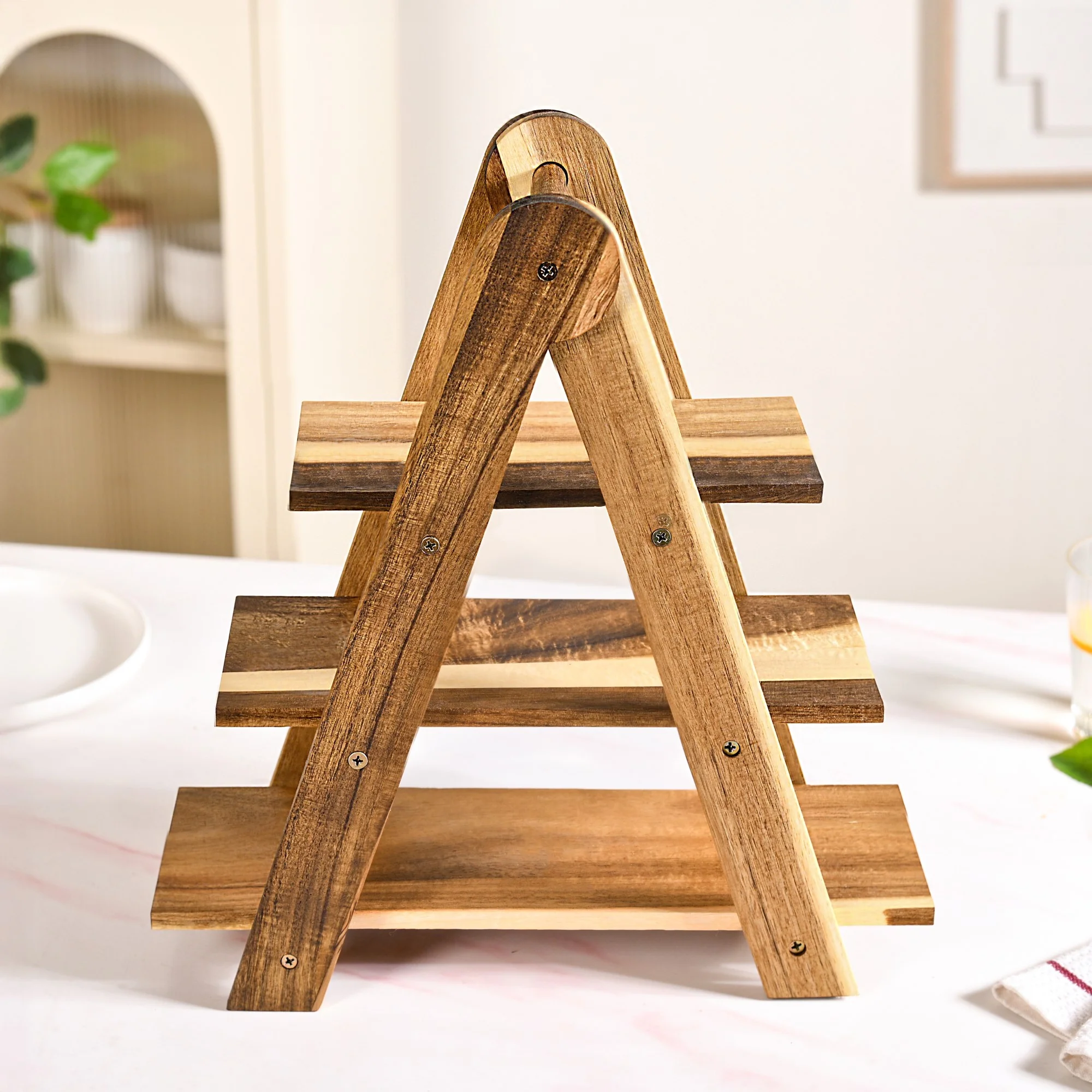 3 Tier Acacia Wood Serving Platter Stand - Image 8