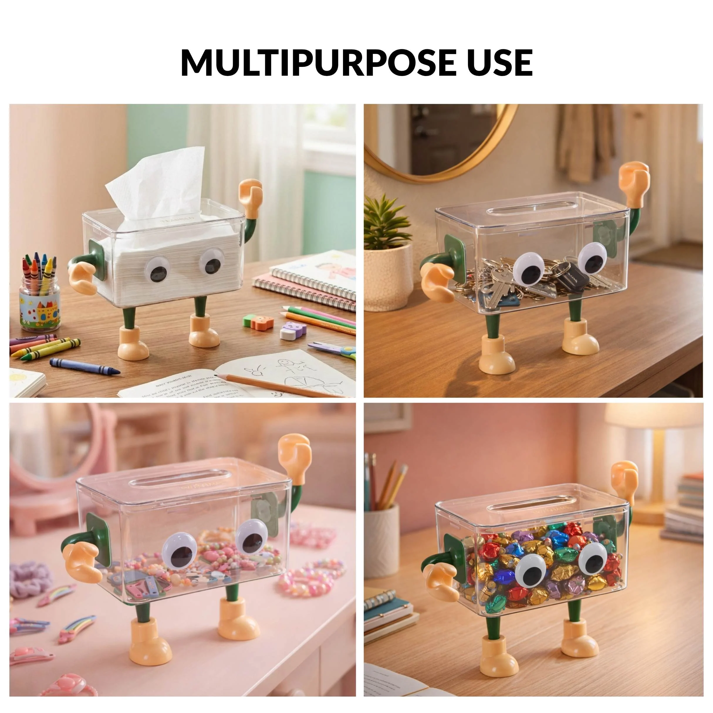 3D Cartoon Robot Tissue Box Green - Image 6