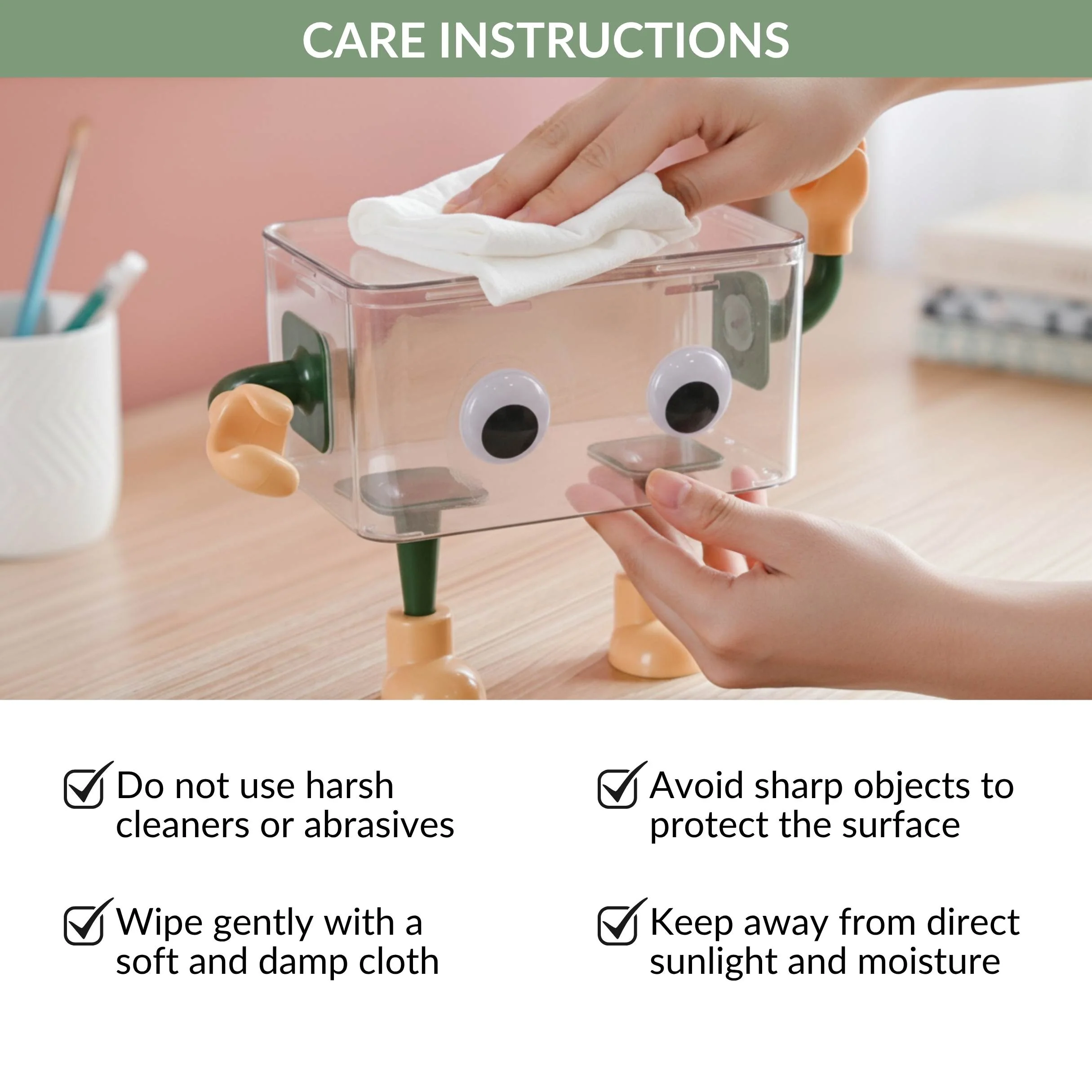 3D Cartoon Robot Tissue Box Green - Image 7