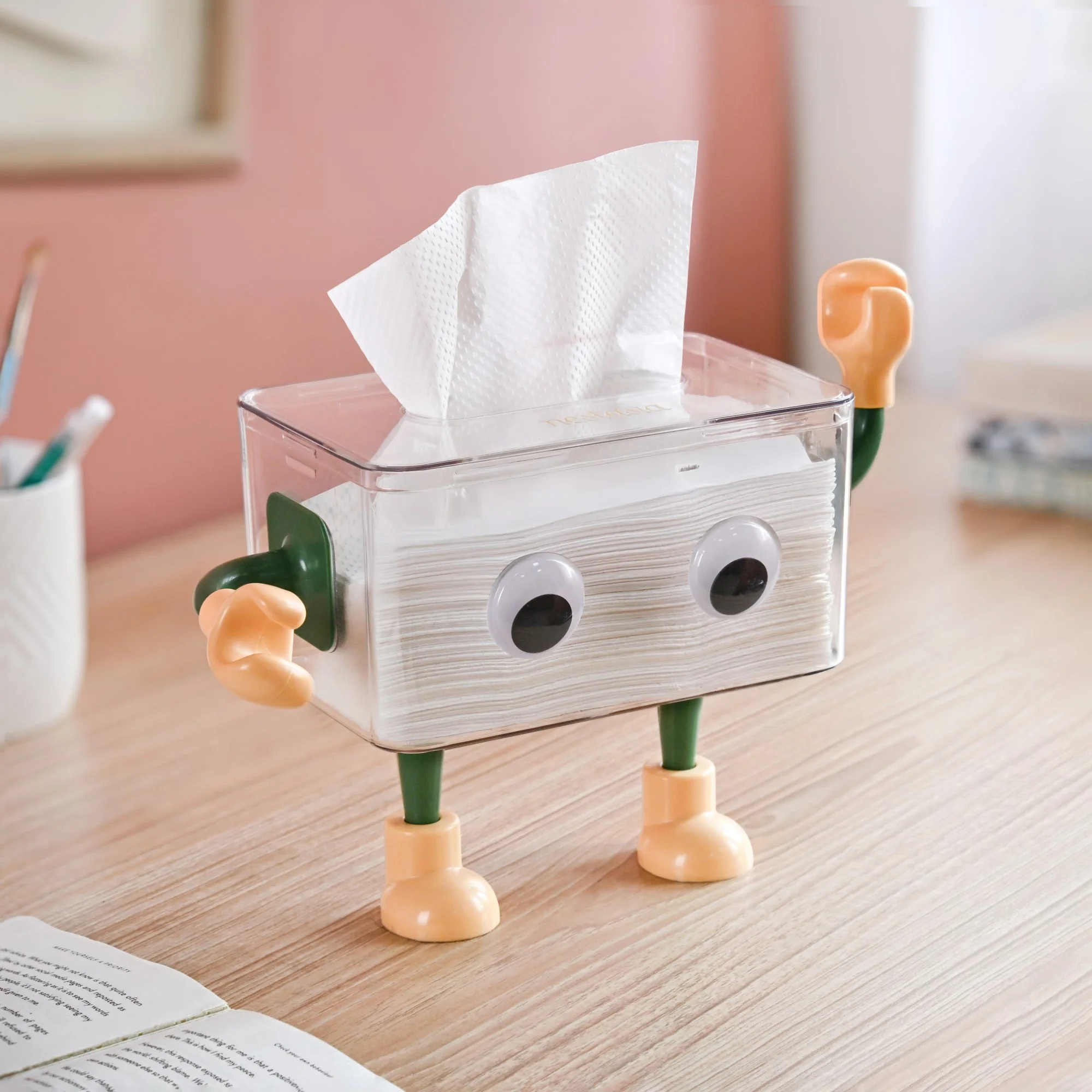 3D Cartoon Robot Tissue Box Green - Image 9