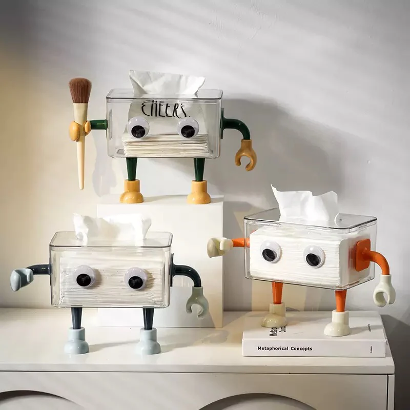 3D Cartoon Robot Tissue Box Orange - Image 11