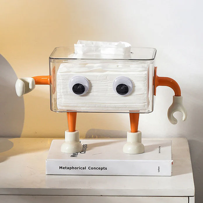 3D Cartoon Robot Tissue Box Orange - Image 3