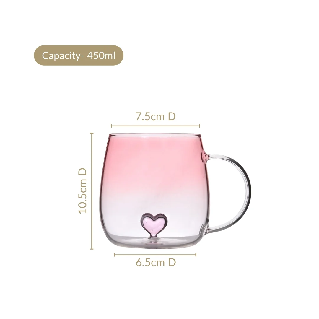 3D Pink Heart Ombre Mug Set Of 2 450ml - Image 3