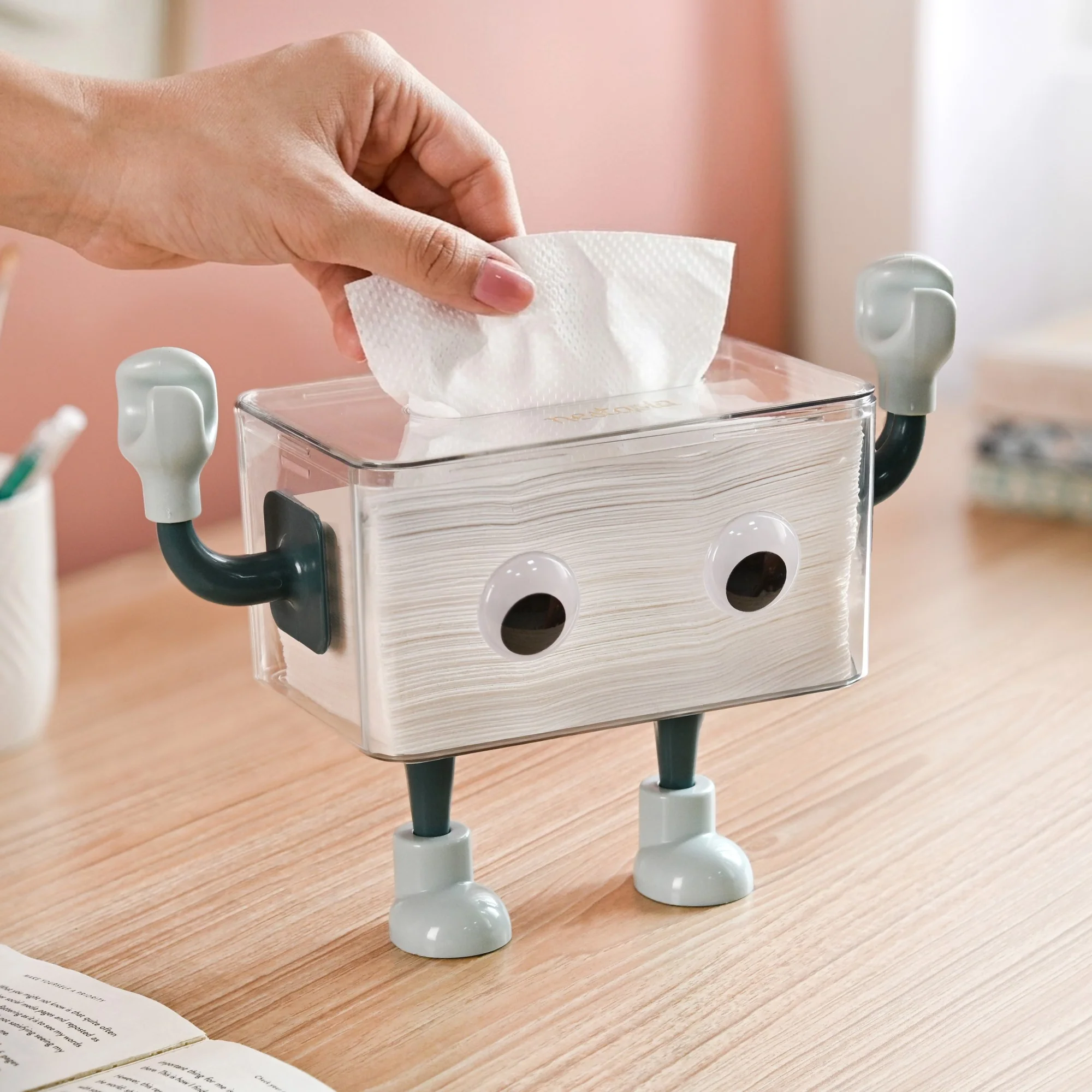 3D Robot Design Tissue Box Blue - Image 4