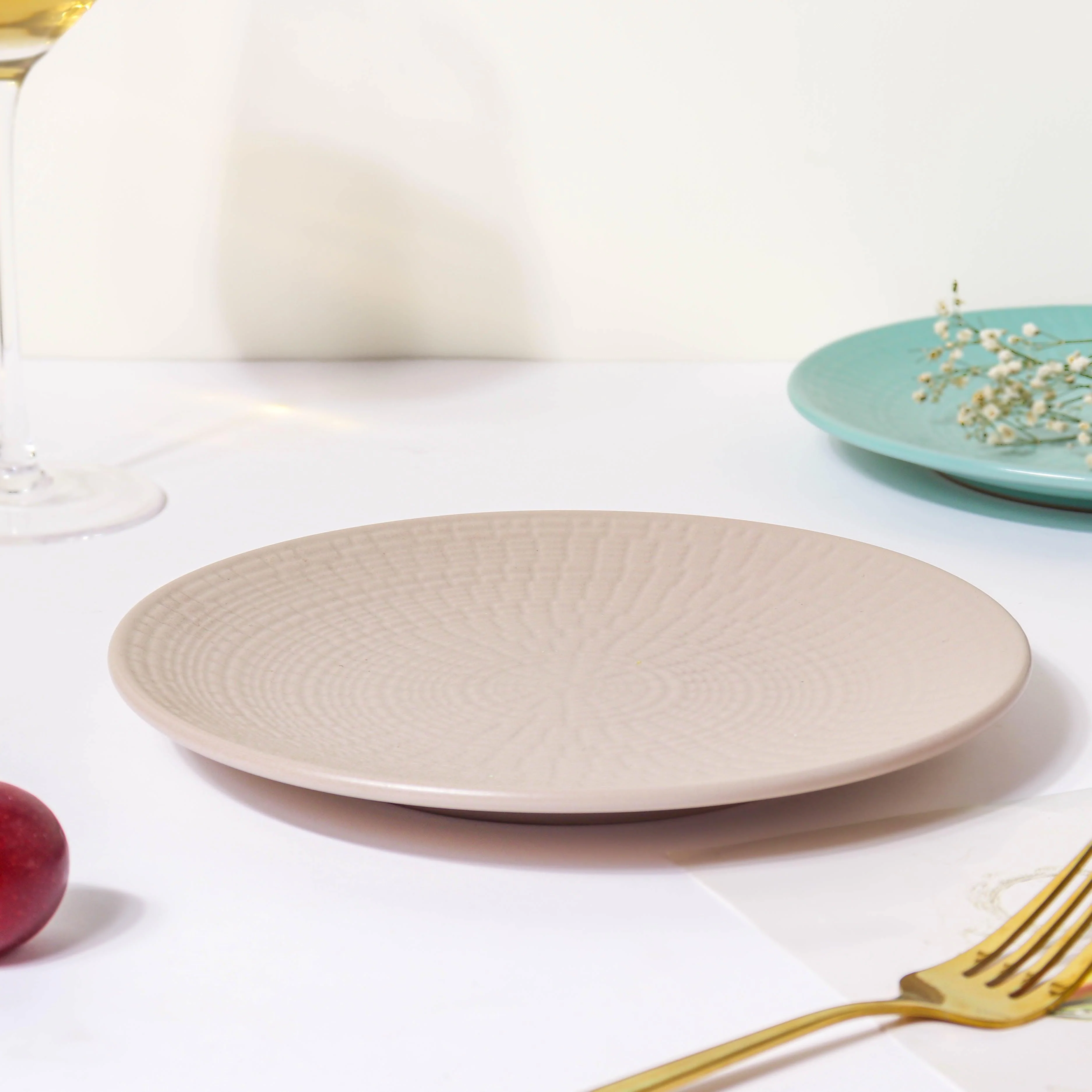 Aamirah Beige Patterned Snack Plate 8 Inch - Image 4