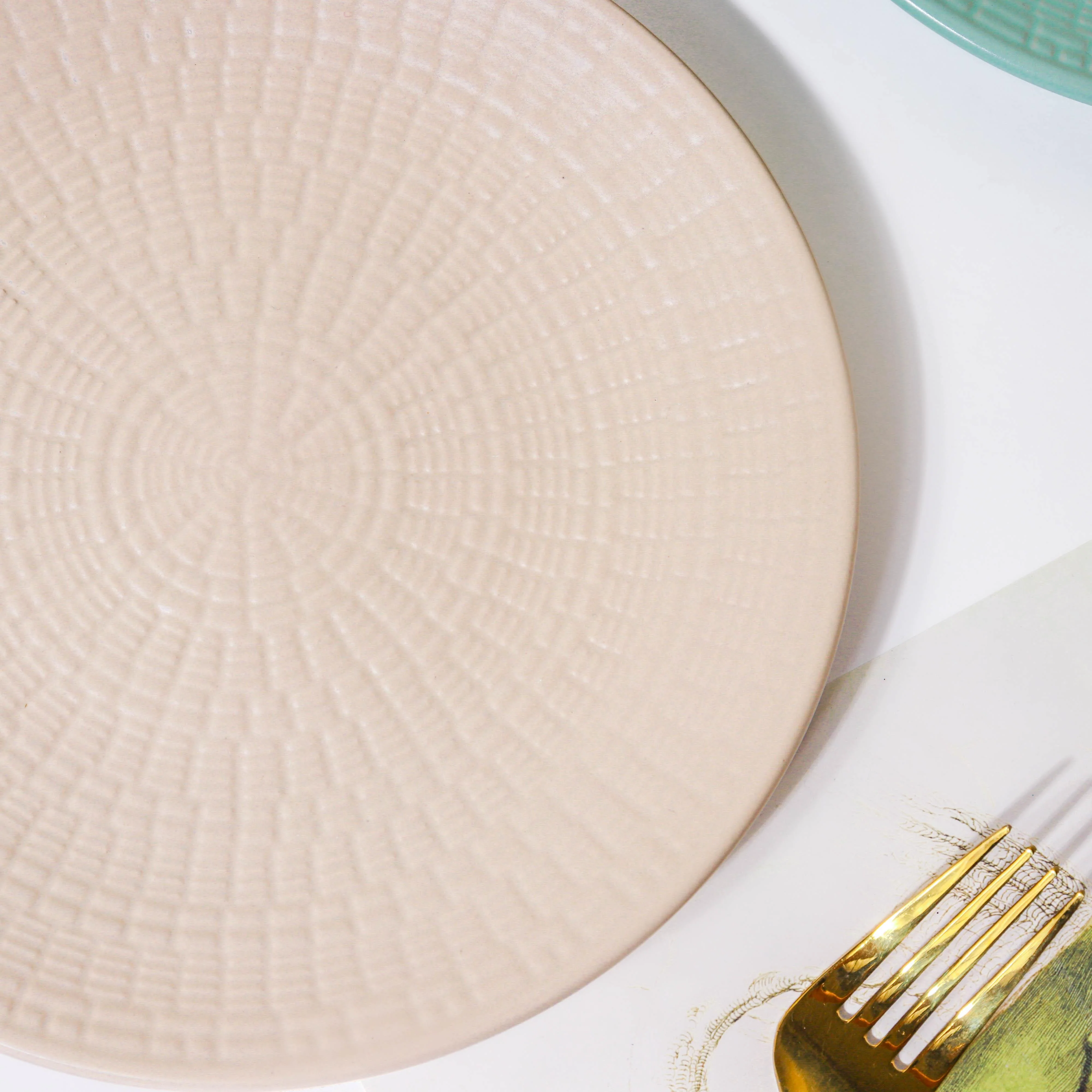 Aamirah Beige Patterned Snack Plate 8 Inch - Image 5