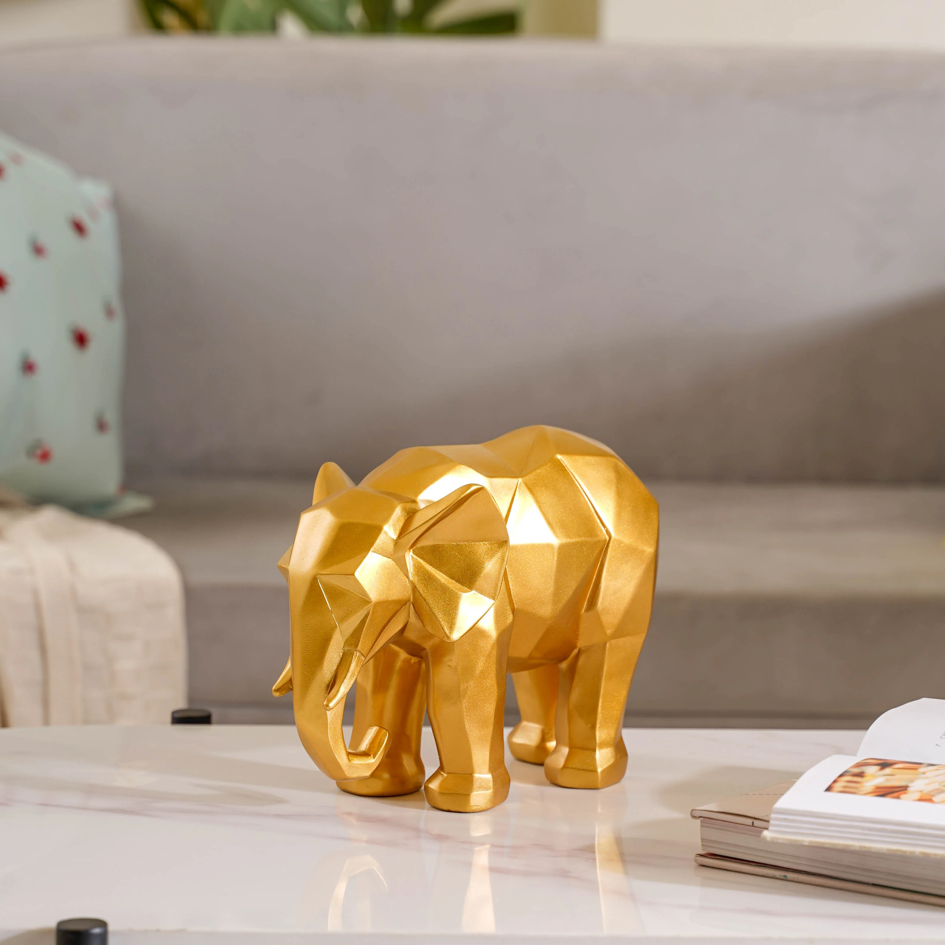 Abstract Elephant Figurine Gold - Image 8