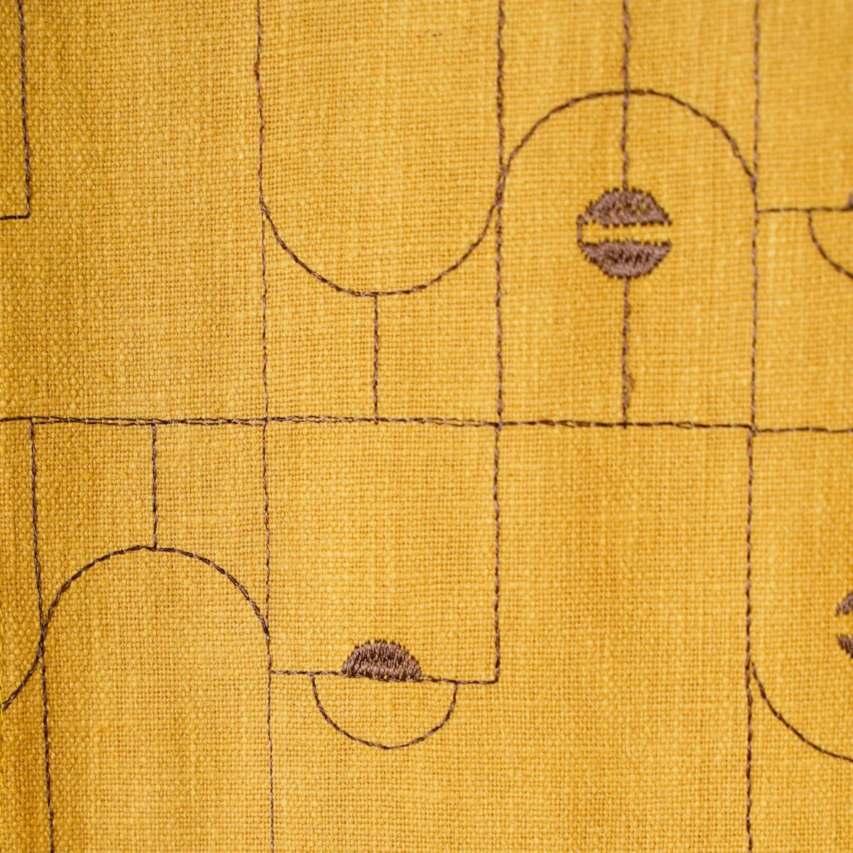 Abstract Embroidered Curtains For Living Room Set Of 2 Mustard 84x54 Inch - Image 8