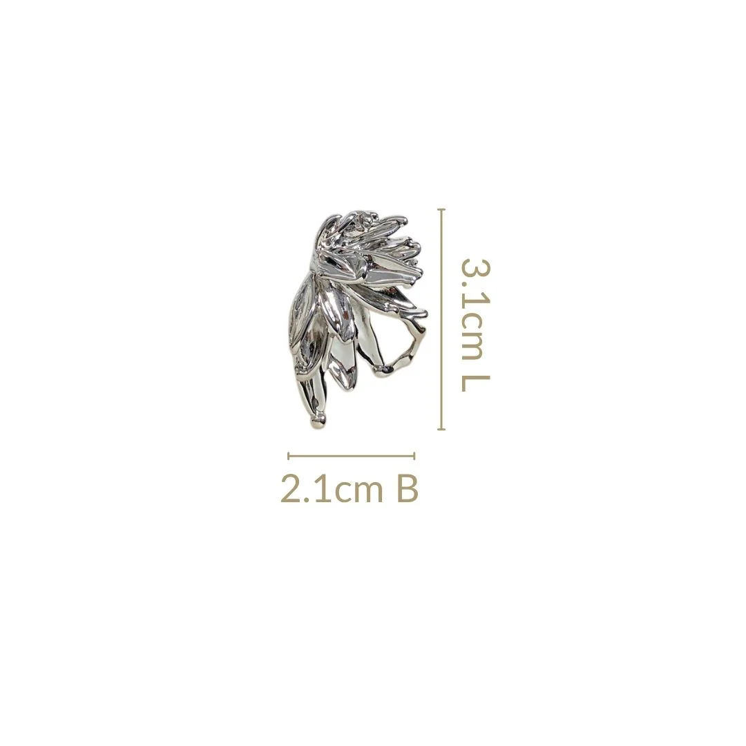 Abstract Wings Stud Earrings Silver - Image 3