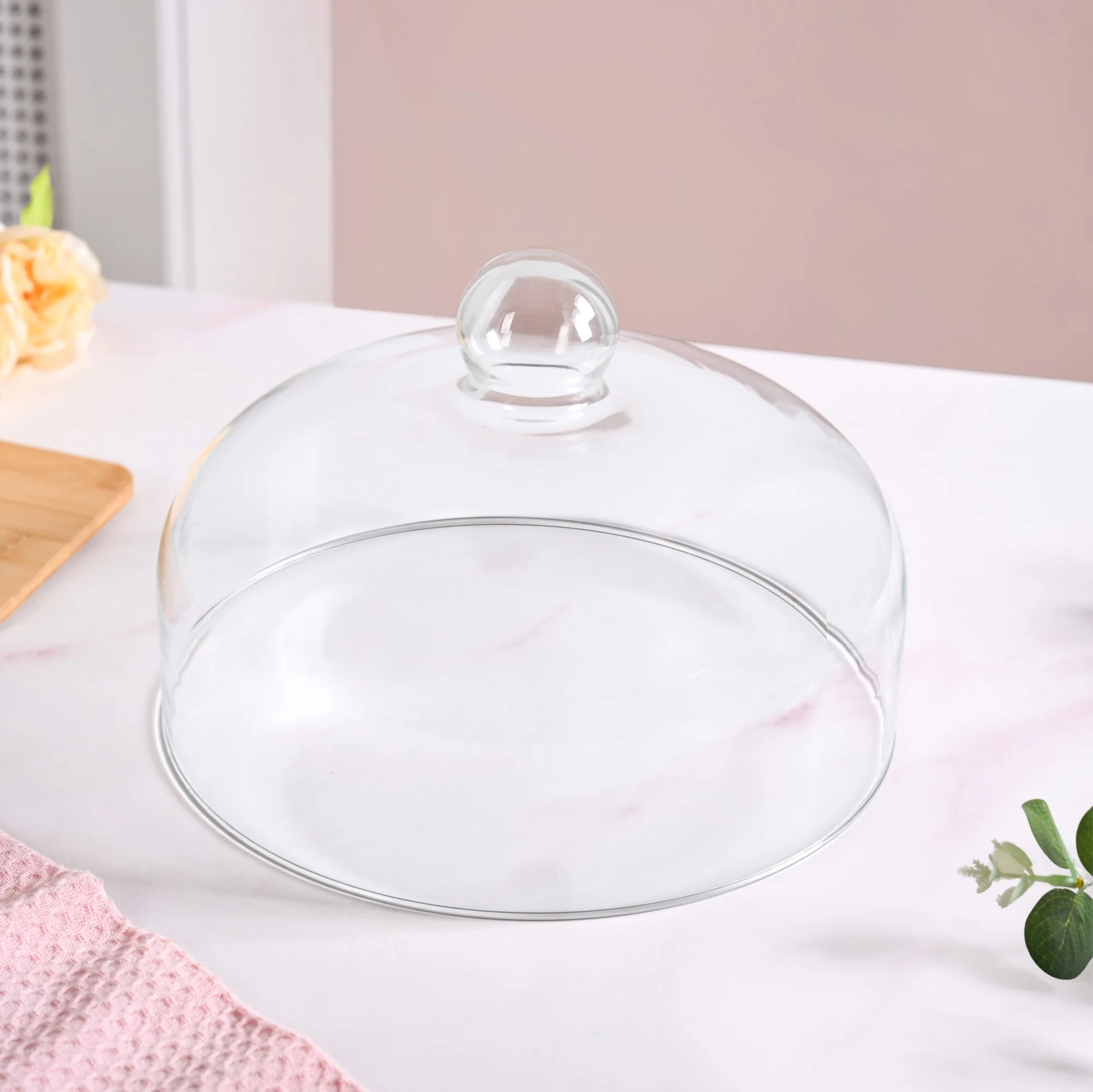 Acacia Wood Dessert Stand With Glass Cloche 26cm - Image 6