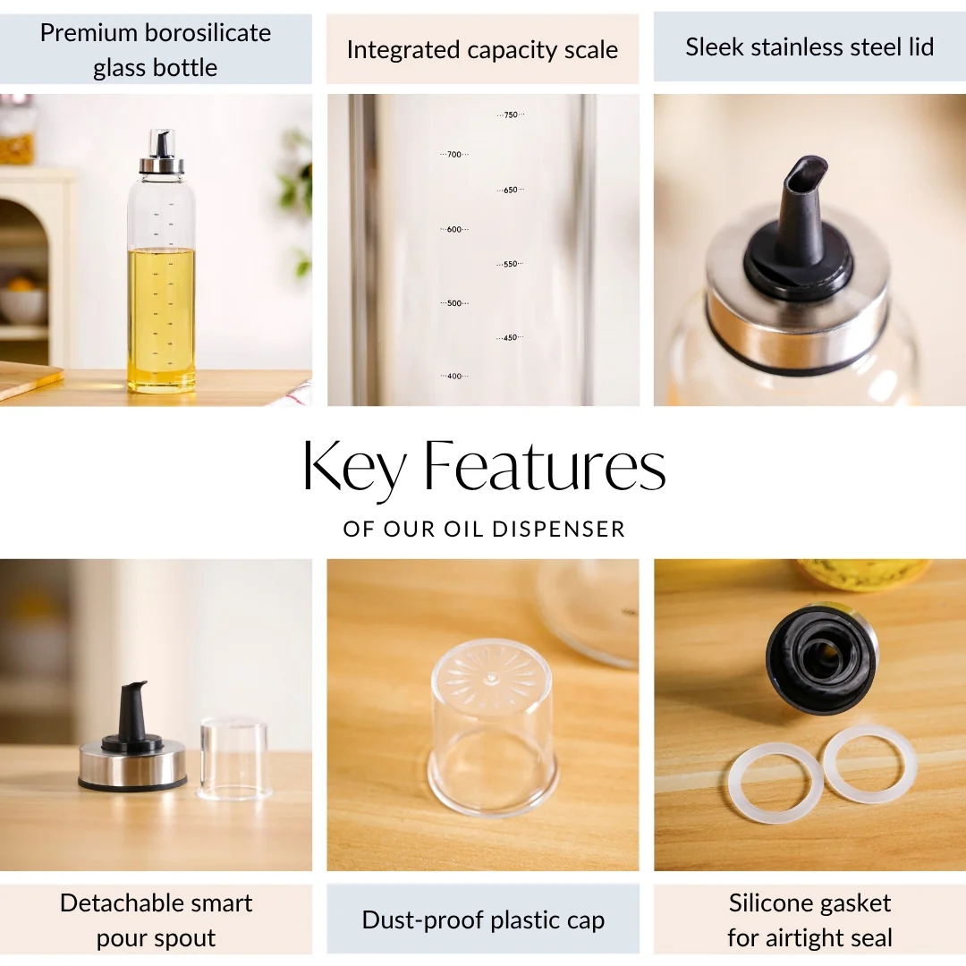 Accurate Pour Glass Oil And Vinegar Dispenser Bottle 1000ml - Image 5