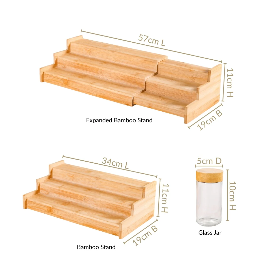 Airtight Spice Jars Set Of 21 With Expandable Wooden Kitchen Organiser Rack - Image 4