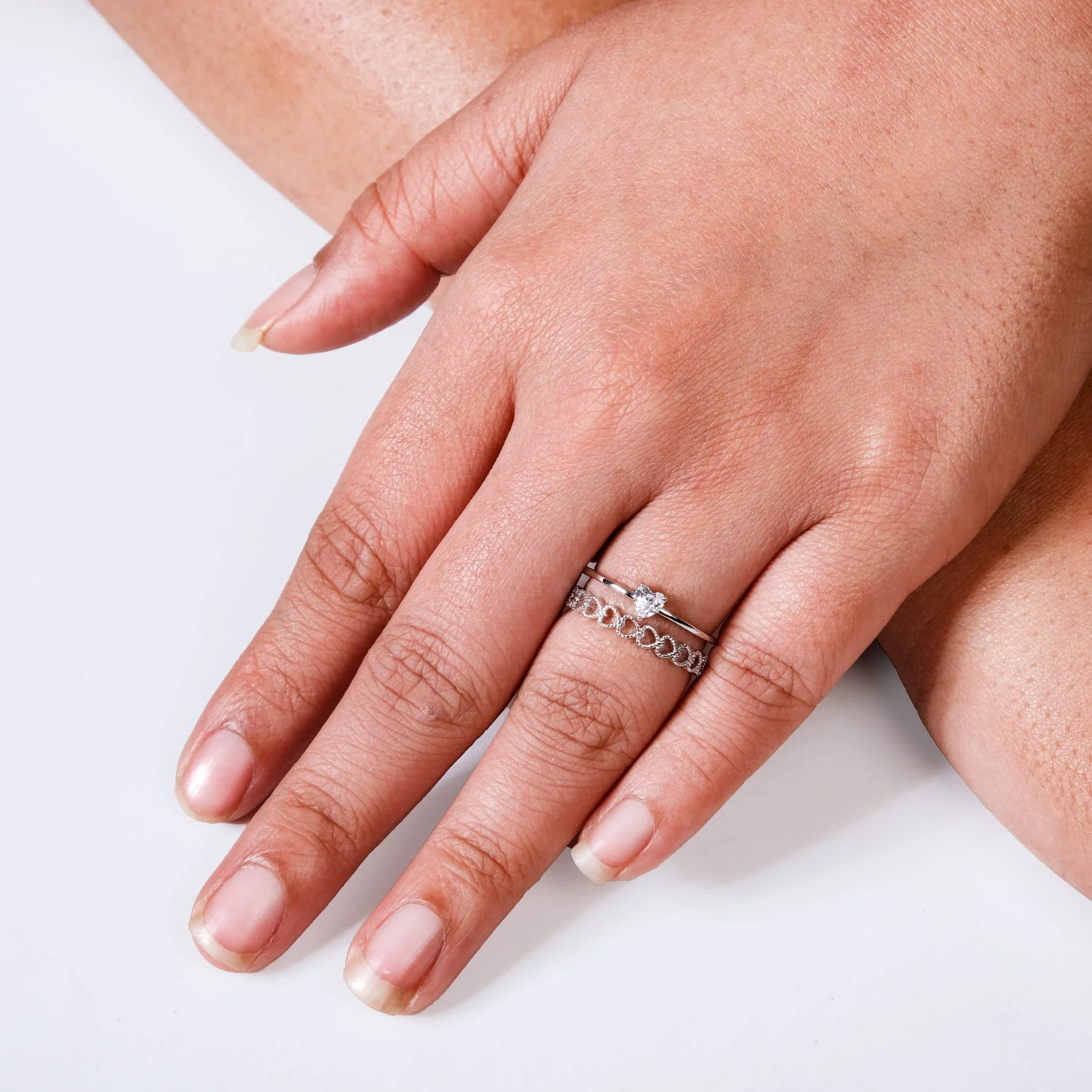 All Hearts Studded Silver Ring - Image 2