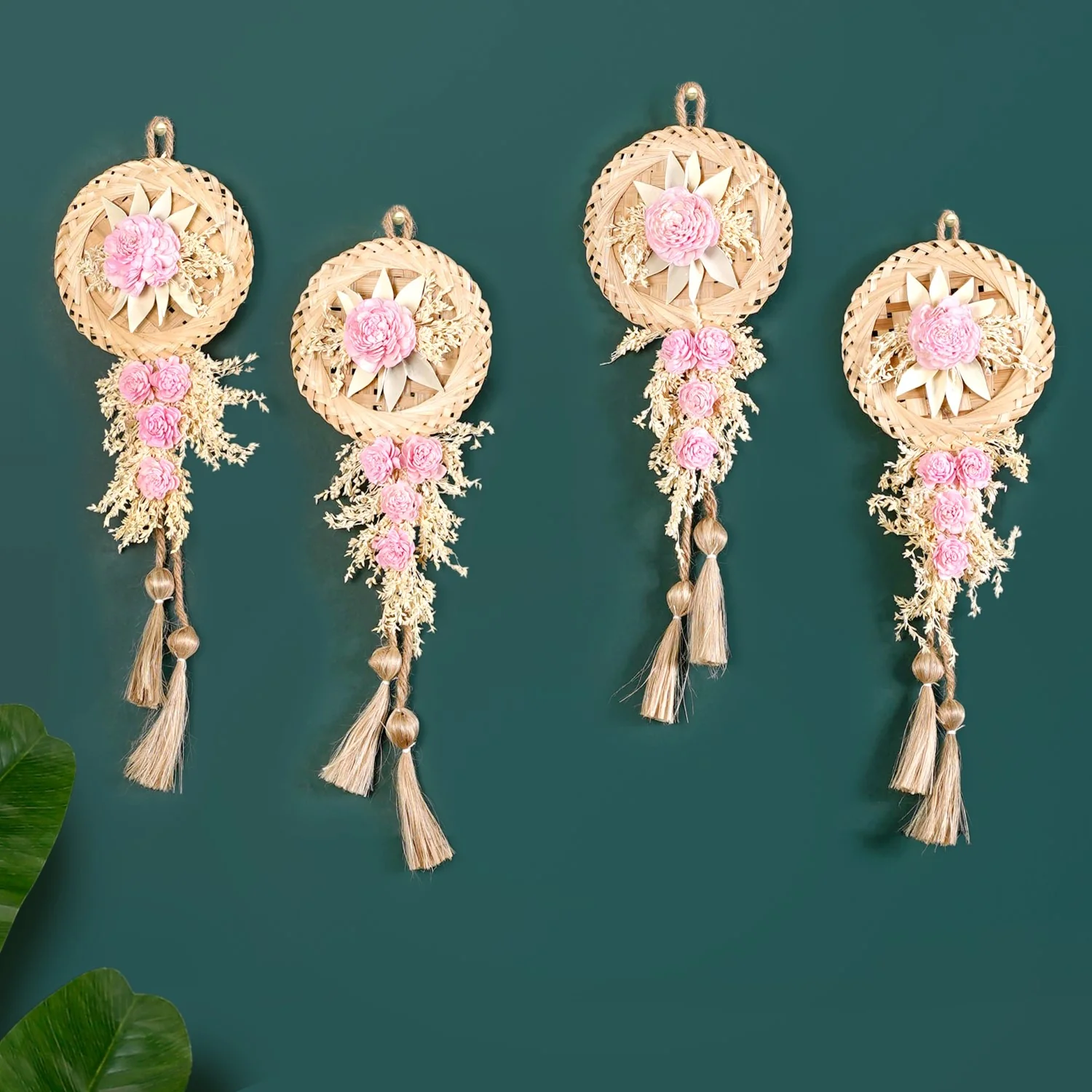 All Natural Pink Sola Rose Wall Decor Set Of 4