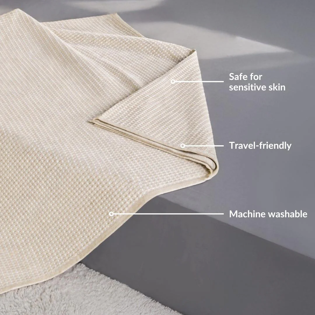 All Season Waffle Sofa Throw Blanket Beige White 220x200cm - Image 6