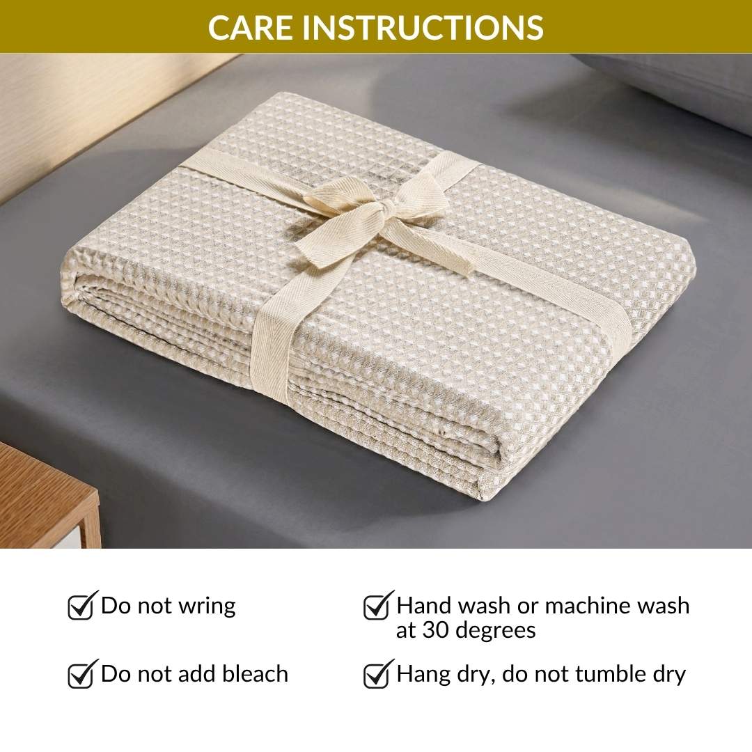 All Season Waffle Sofa Throw Blanket Beige White 220x200cm - Image 8