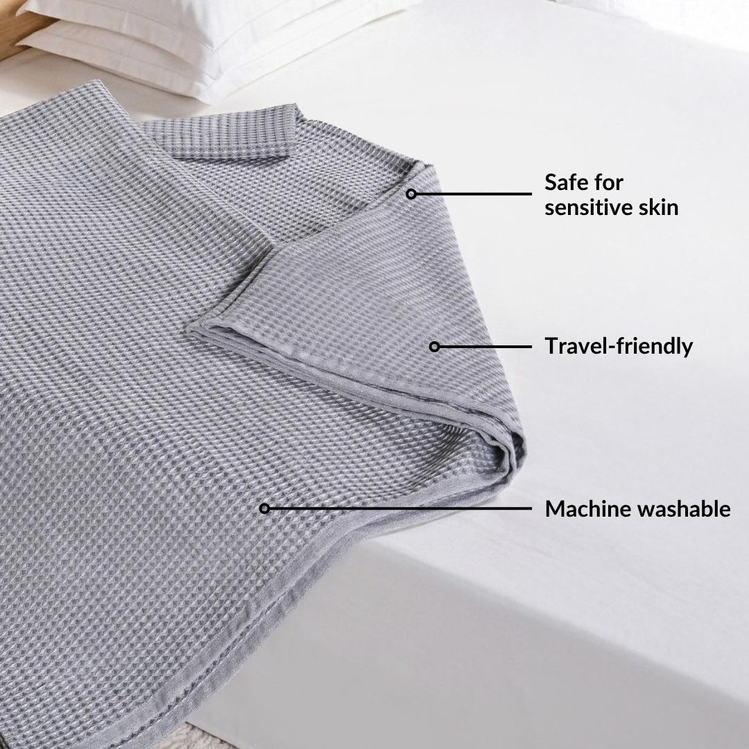 All Season Waffle Sofa Throw Blanket Grey White 220x200cm - Image 4