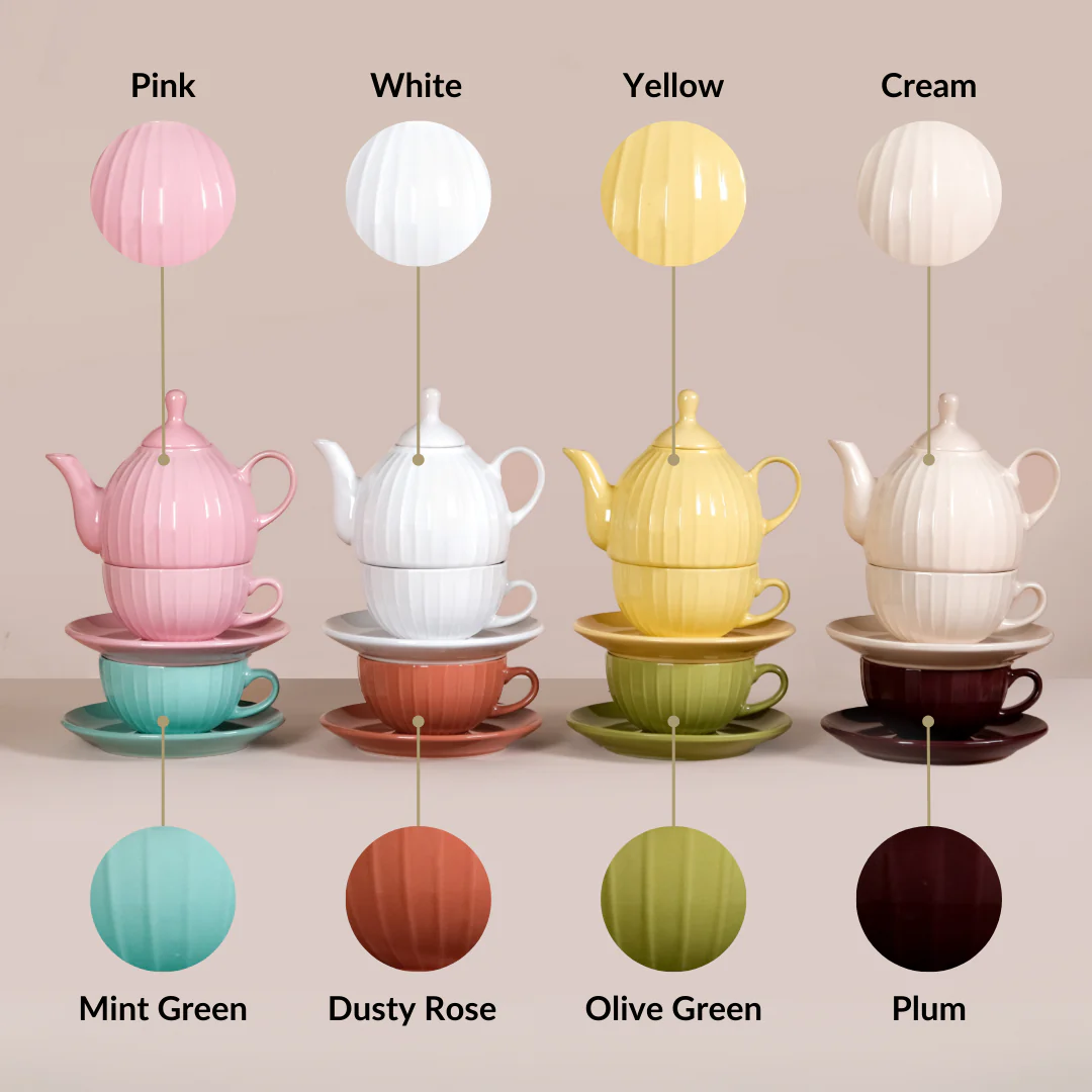 Ambrosia Stackable Ceramic Tea Set For 1 Yellow - Image 10