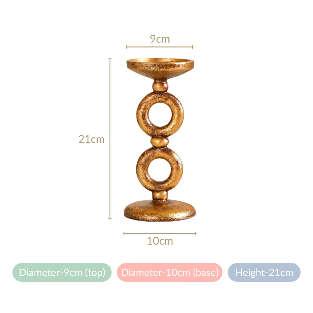 Antique Finish Rings Candle Stand Gold - Image 7