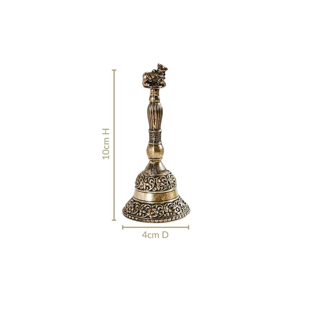 Antique Pure Brass Nandi Pooja Ghanti With Gift Box 10cm - Image 4