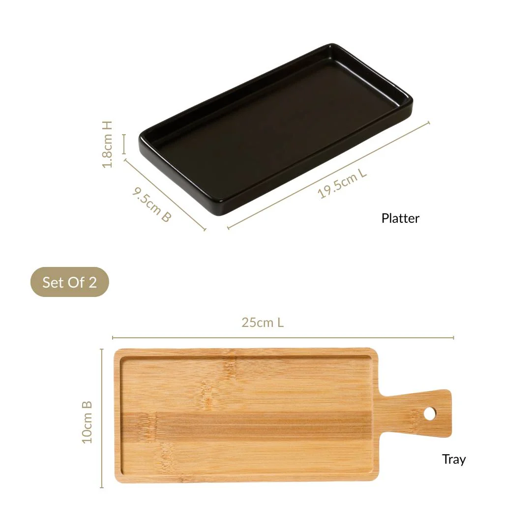 Appetizer Platter Set Of 2 Matte Black - Image 4