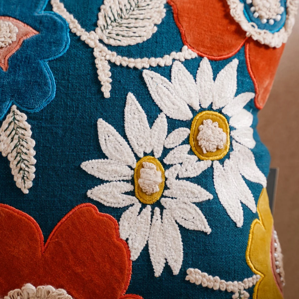 Applique Embroidery Velvet Cushion Cover 20x14 Inch - Image 4