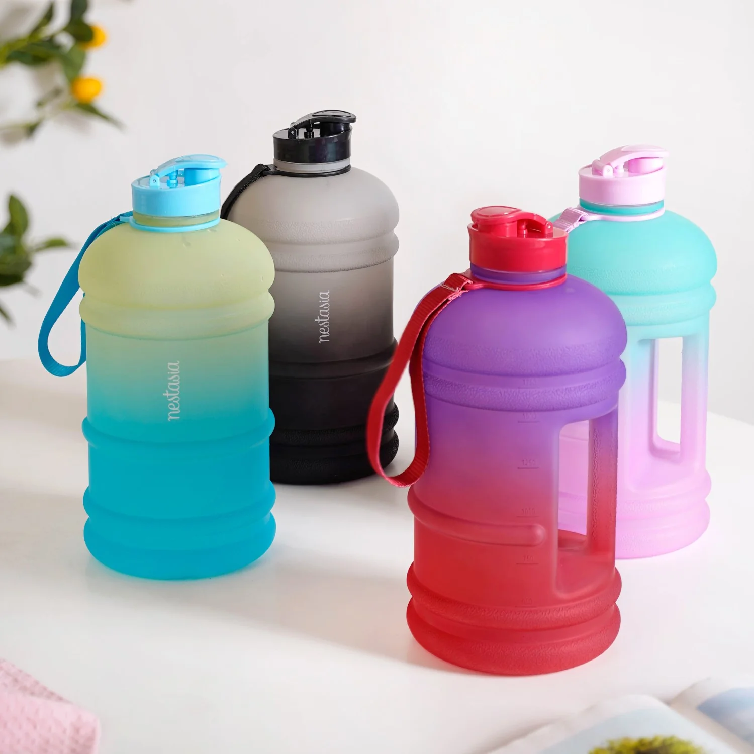 AquaBurst Fitness Gallon Water Bottle Ombre Grey Black 2200ml - Image 11