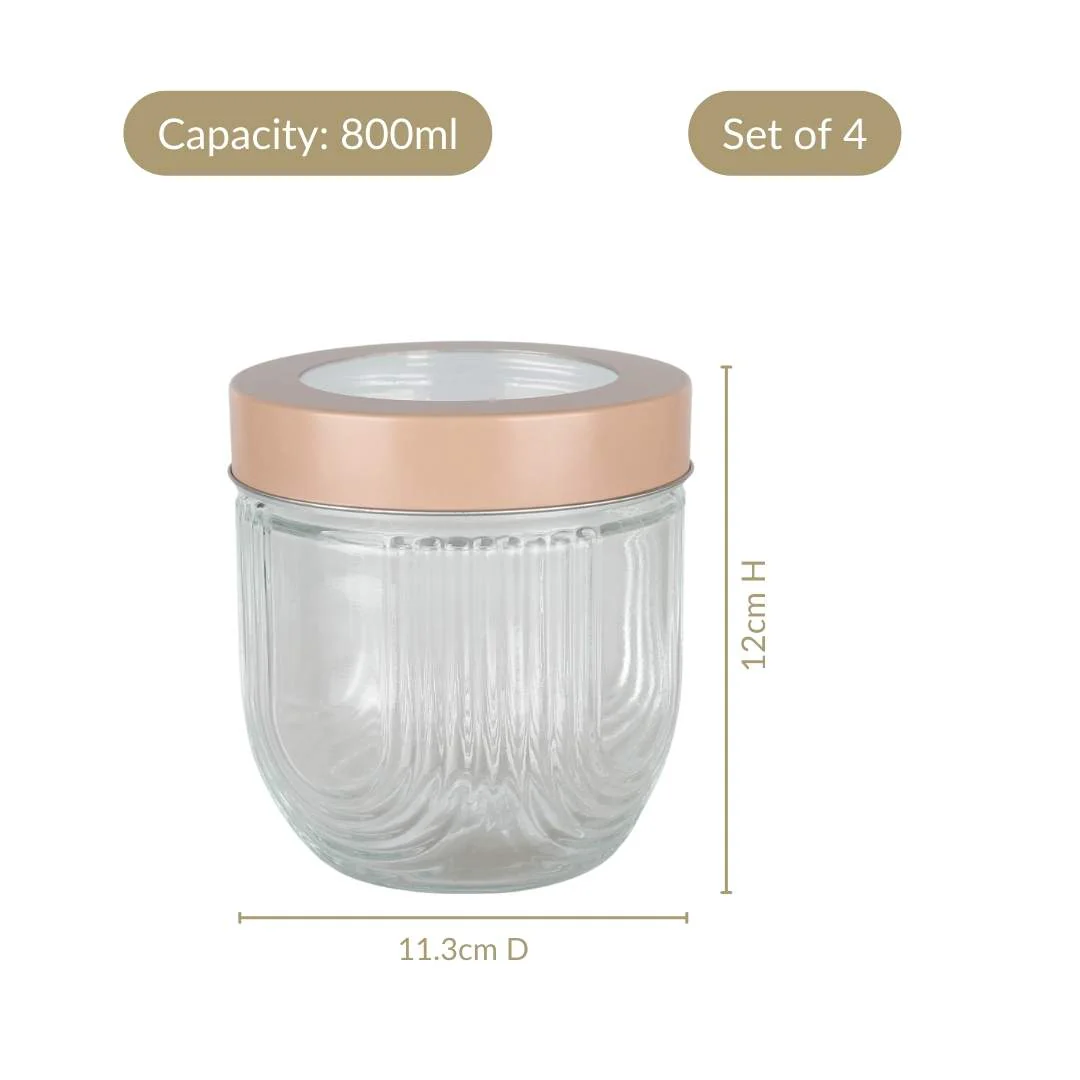 Arch Jar With See Through Lid Set Of 4 Mocha Brown 800ml - Image 4