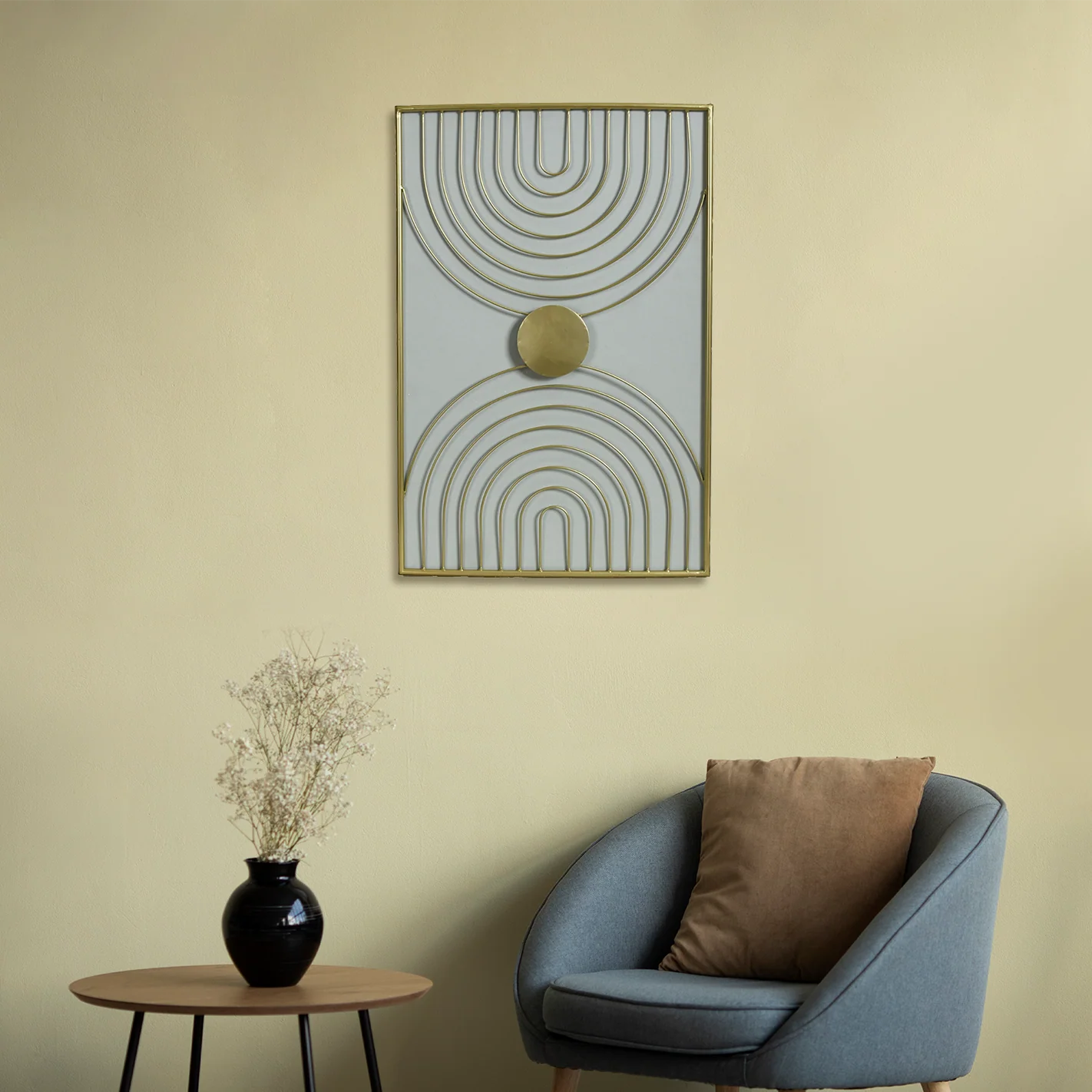 Arch Wabi Sabi Framed Metal Artwork For Wall Decor 23x15 Inch - Image 3