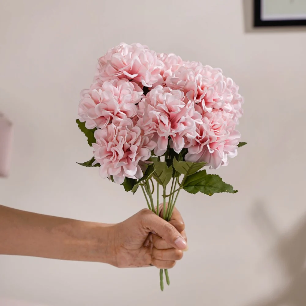 Artificial Chrysanthemum Bouquet Pink Set Of 2 - Image 2