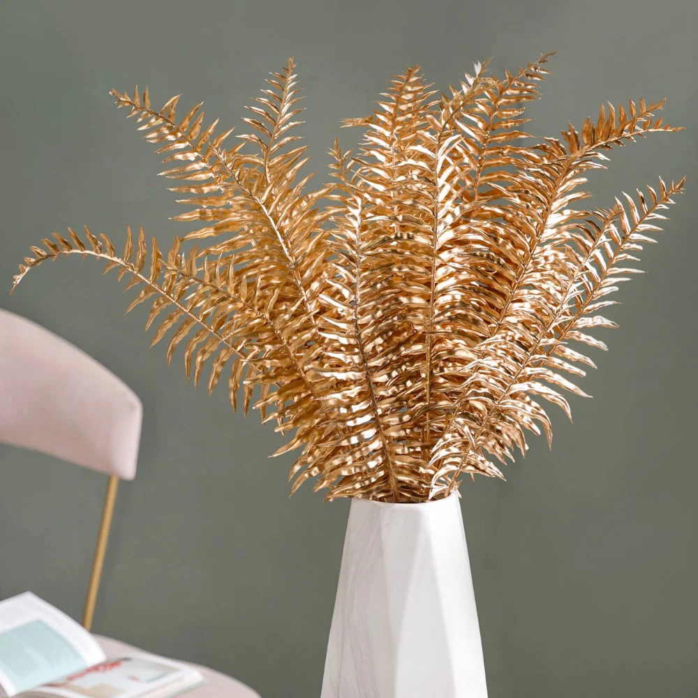 Artificial Fern Leaf Stem Gold Set Of 4 - Image 6