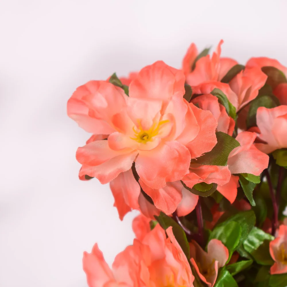 Artificial Camellia Flower Bouquet Peach Set Of 2 - Image 4