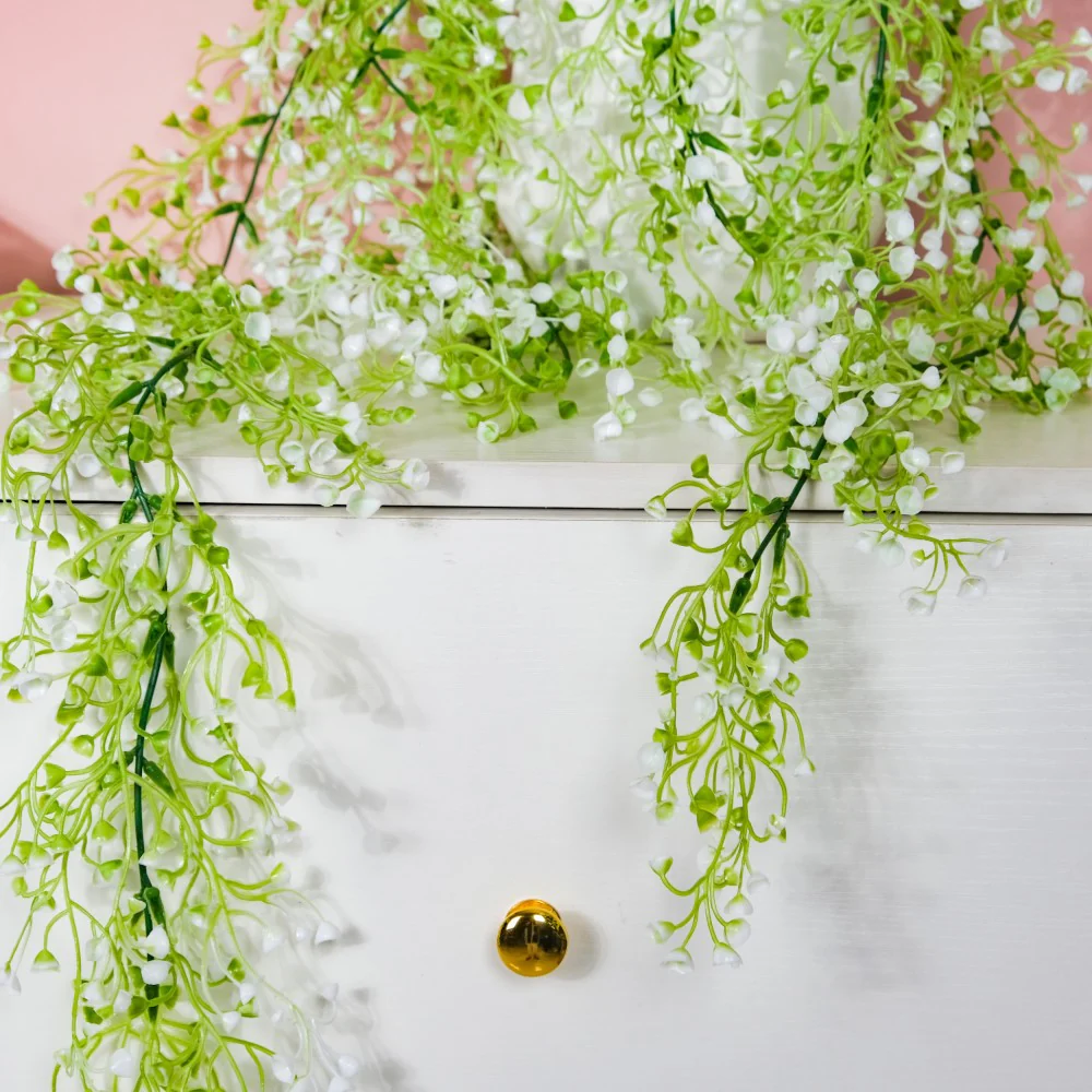Artificial Hanging Willow Flowers Bunch Green - Image 6