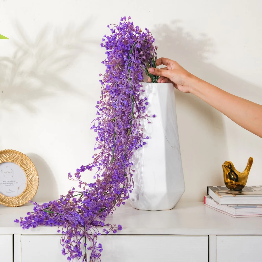 Artificial Hanging Willow Flowers Bunch Purple - Image 2