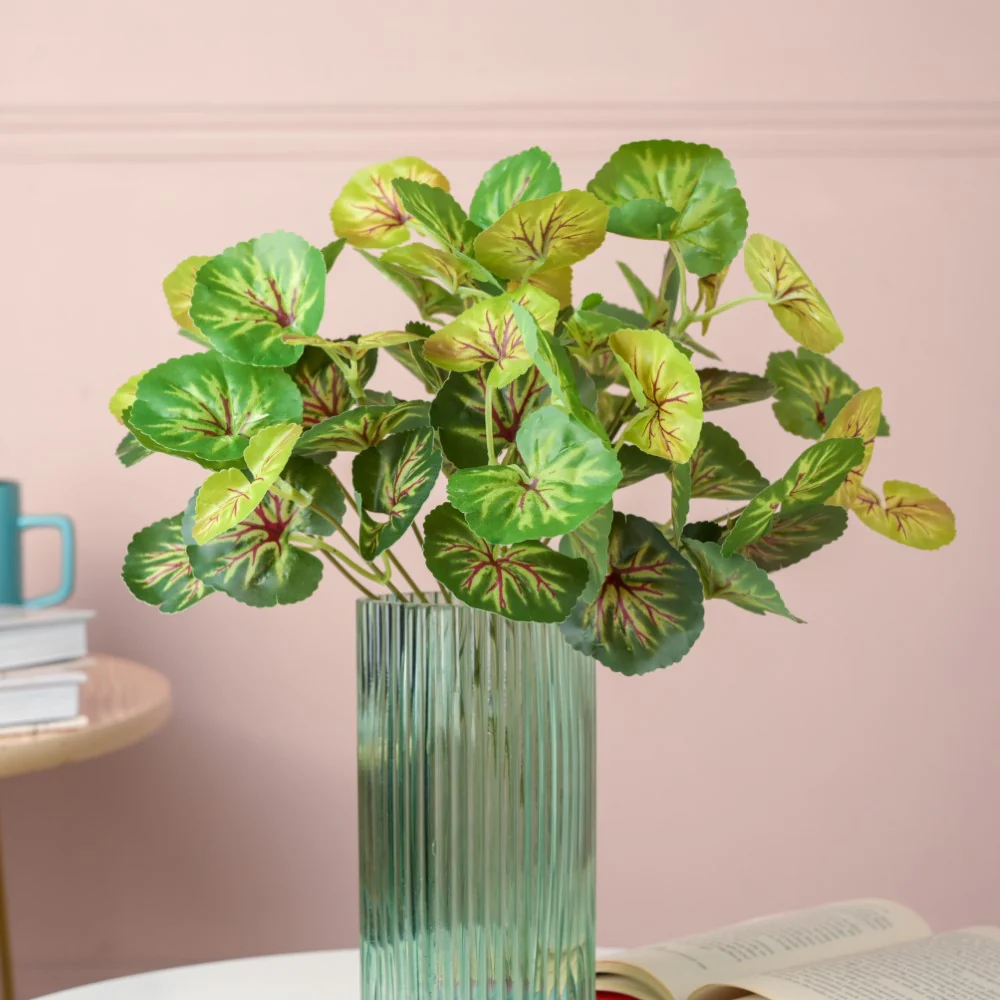 Artificial Red Heart Begonia Leaves Set Of 2 - Image 4
