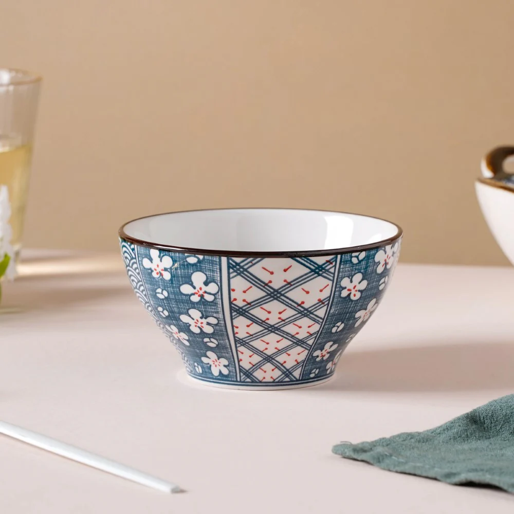 Asagao Patterned Ceramic Soup Bowl 4.5 Inch 300 ml - Image 4