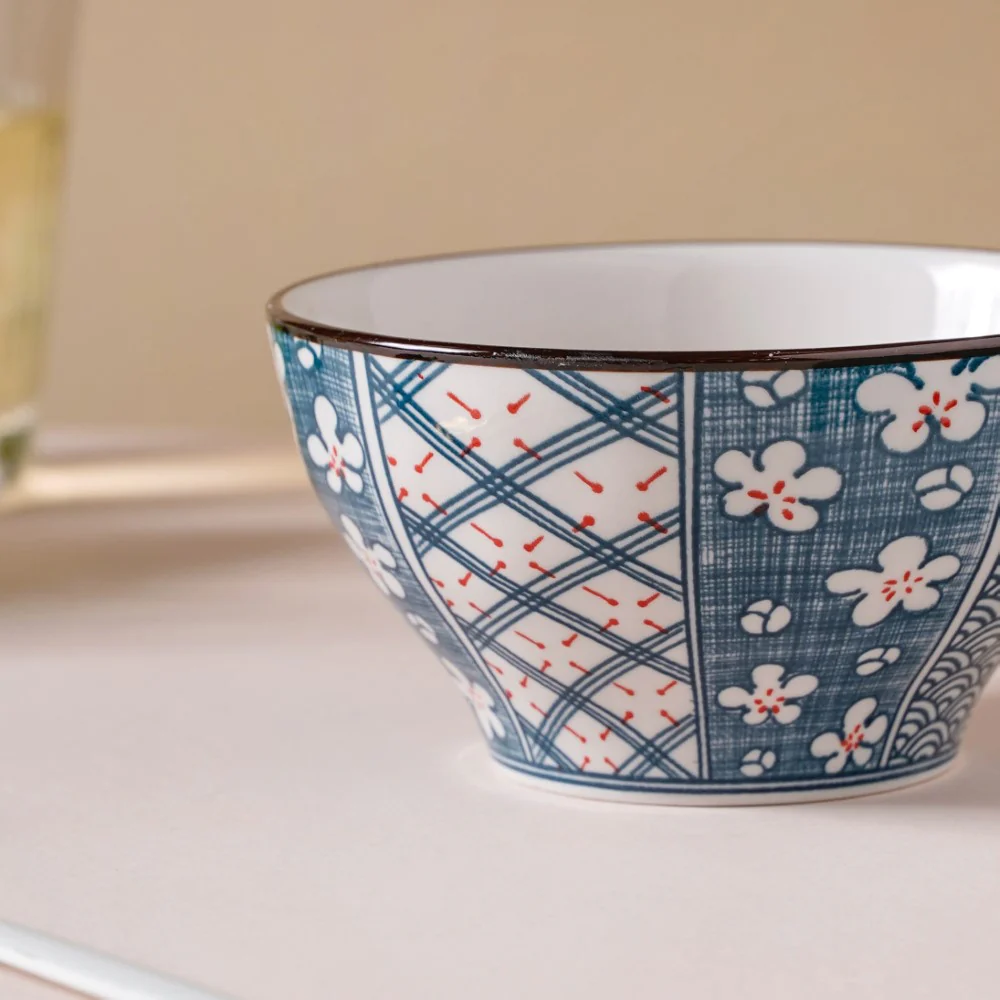 Asagao Patterned Ceramic Soup Bowl 4.5 Inch 300 ml - Image 9