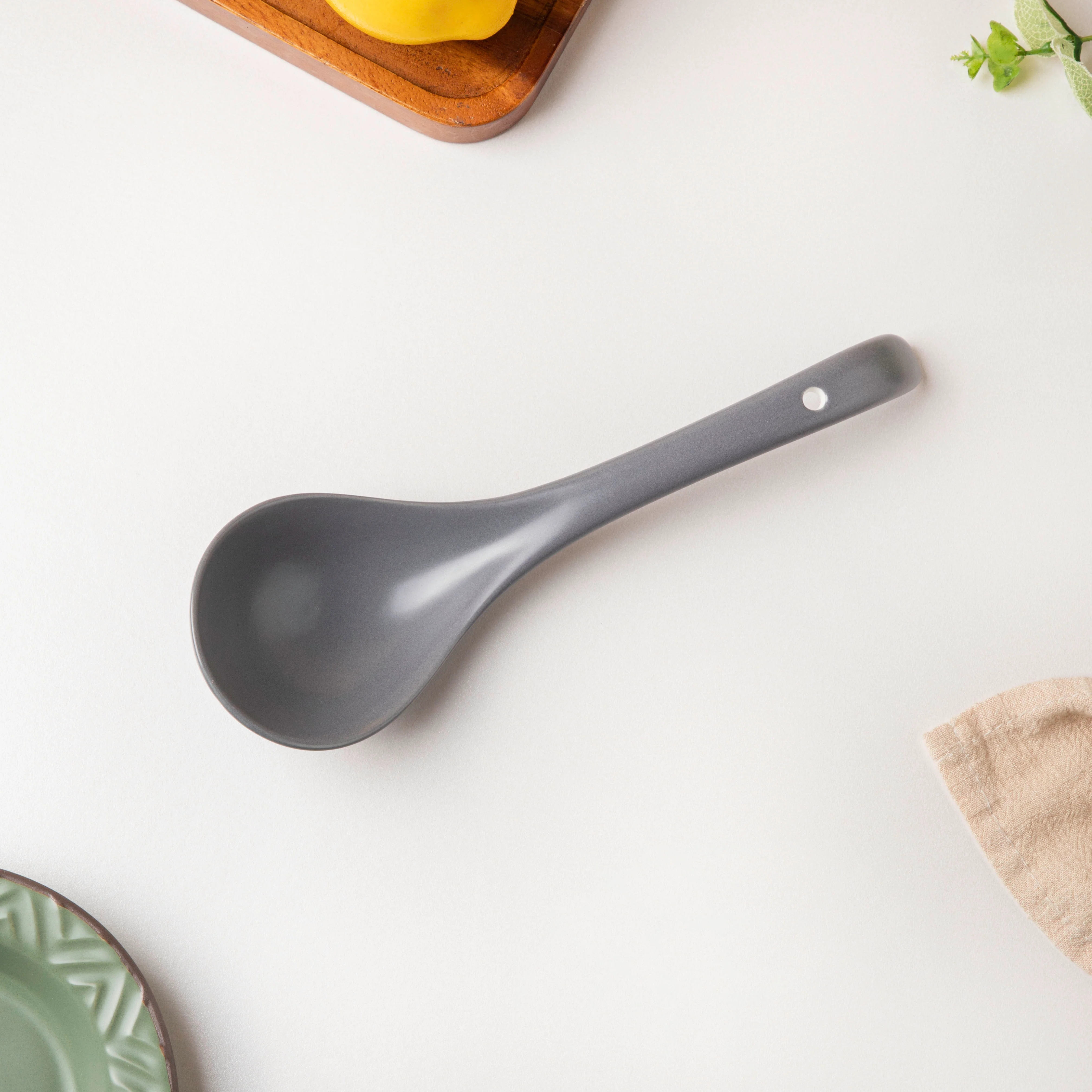 Asphalt Grey Ceramic Serving Spoon - Image 3