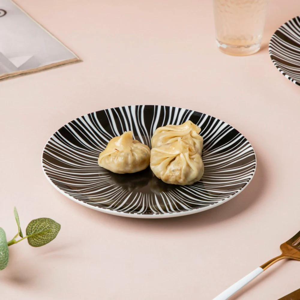 La Mode Printed Ceramic Salad Plate Black 8 Inch - Image 2