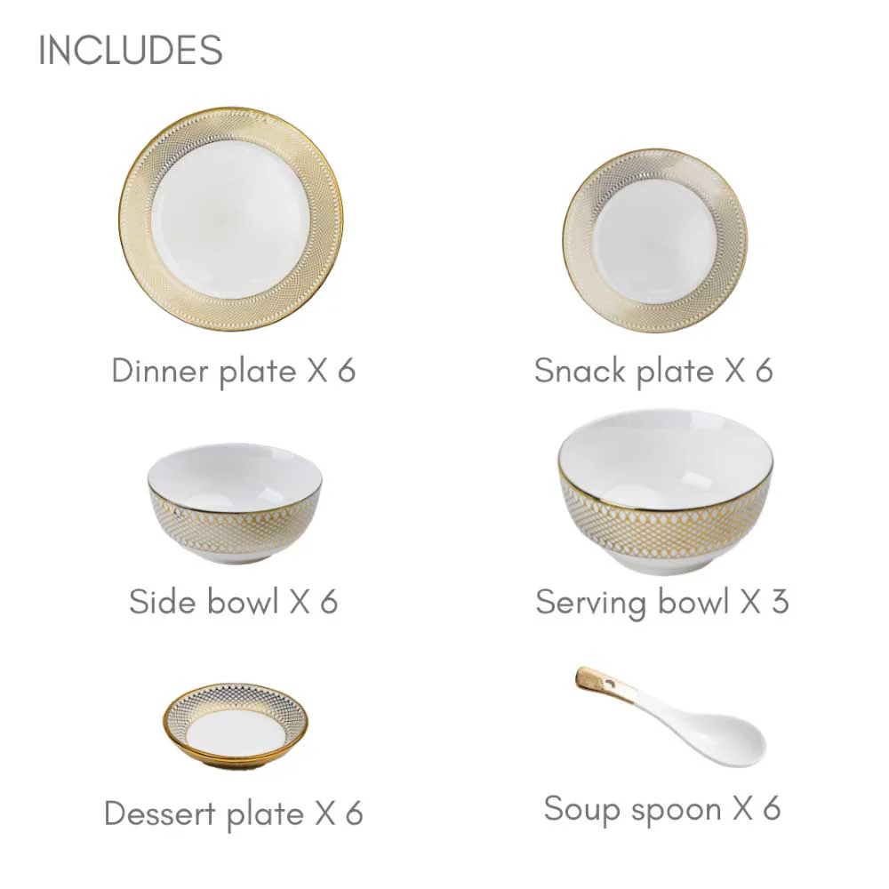 Aurelea 27 Piece Dinner Set For 6 - Image 24