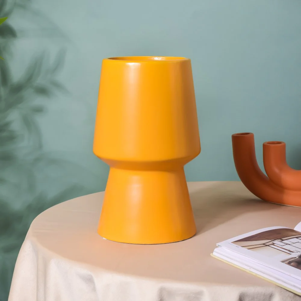 Aureolin Ceramic Matte Vase Yellow - Image 4