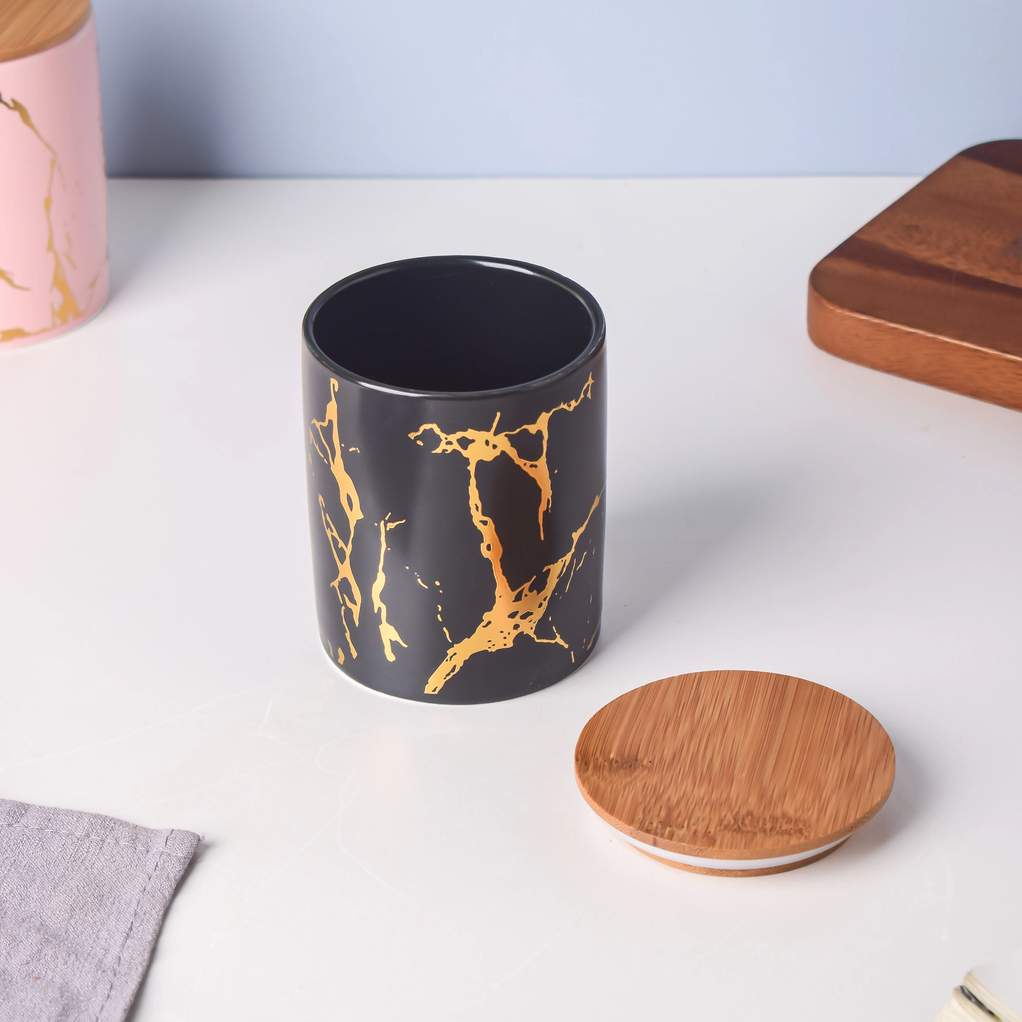 Auric Marble Black Jar with Lid - Image 6