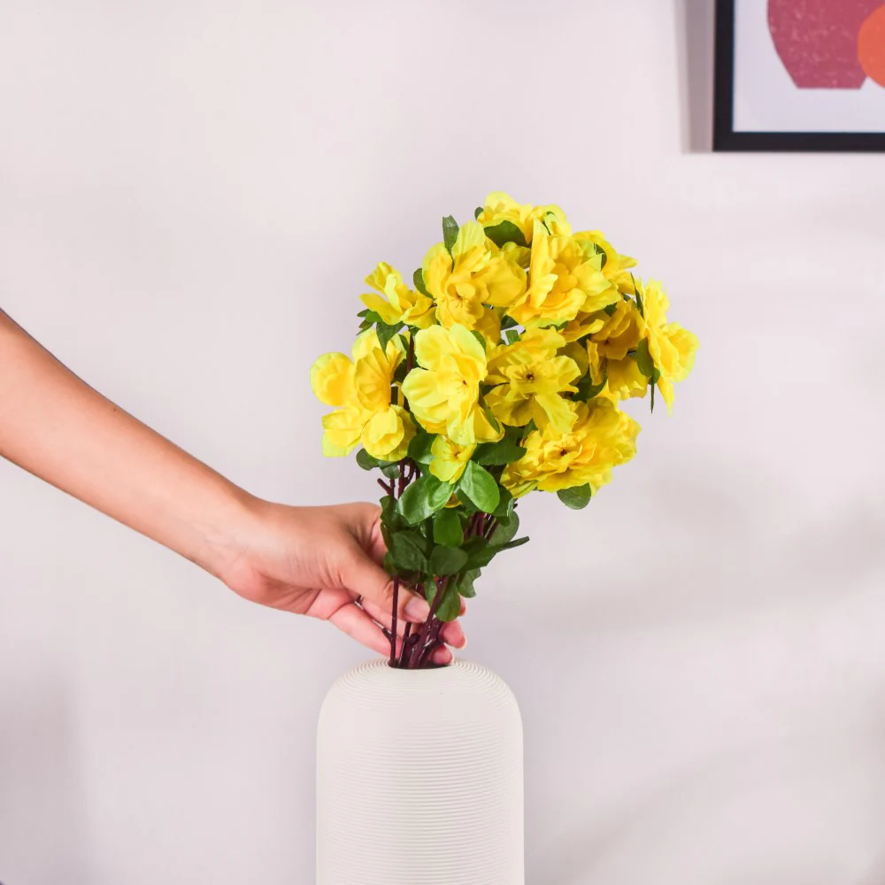 Camellia Flower Bouquet Yellow Set Of 2 - Image 4
