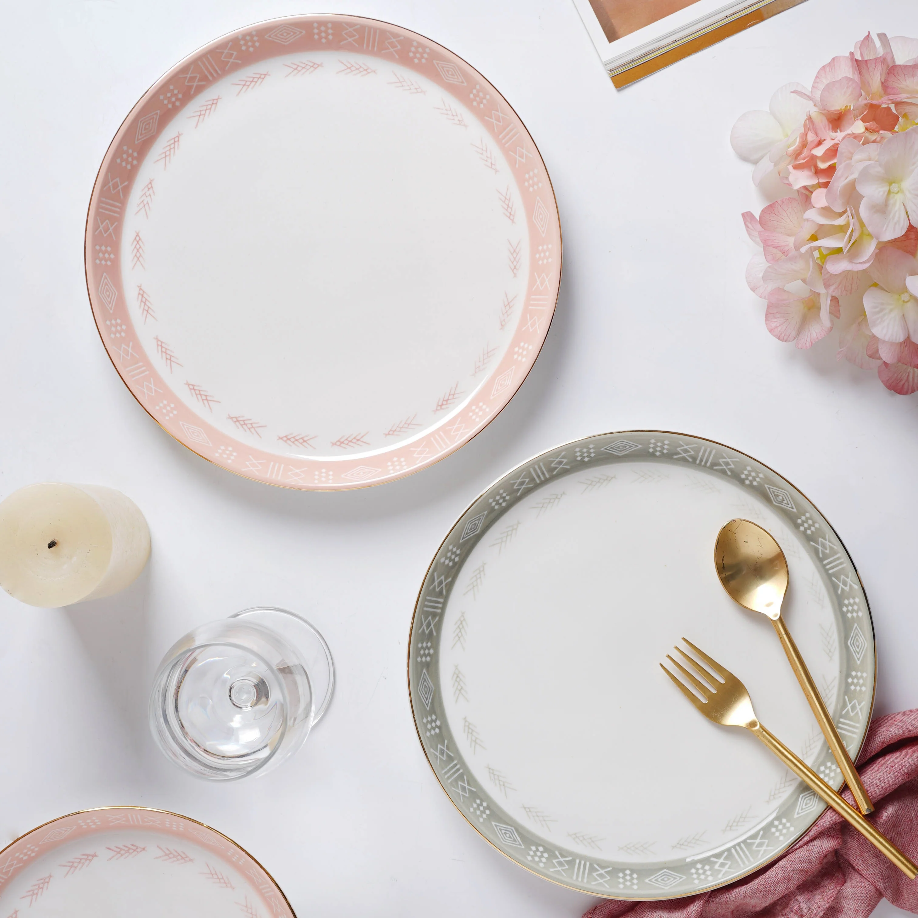 Azo Pink Grey 34 Piece Dinner Set For 6 - Image 4