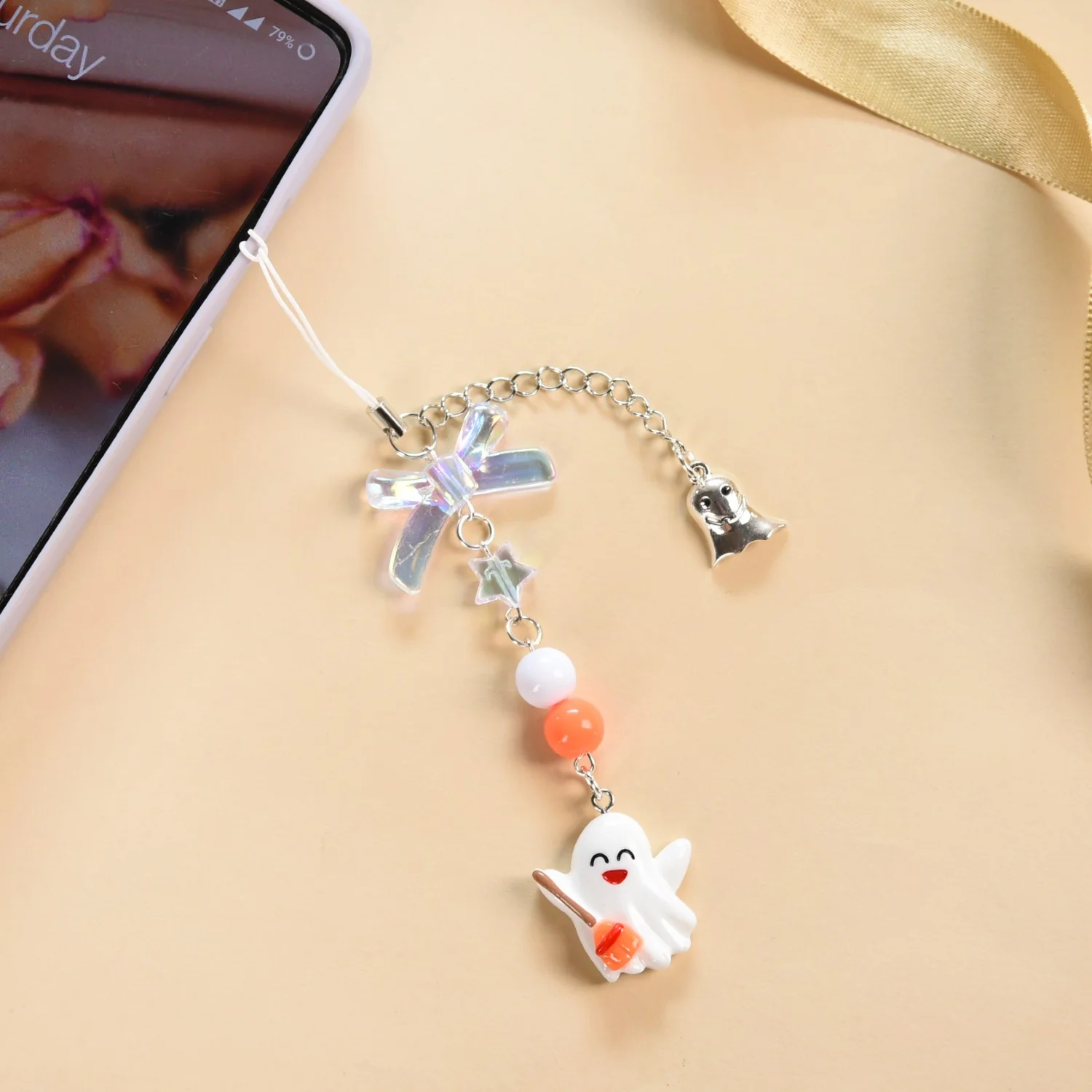 Baby Ghost On A Broom Phone Strap - Image 3