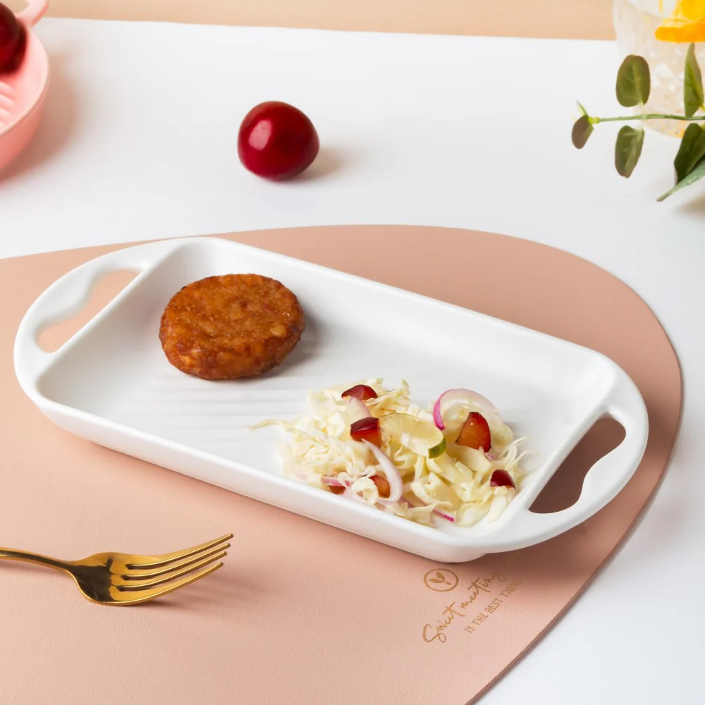 Baking Tray With Handle White