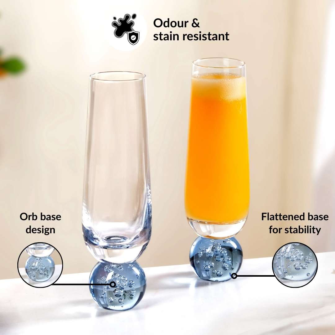 Ball Base Champagne Glass Set Of 2 280ml Blue - Image 5